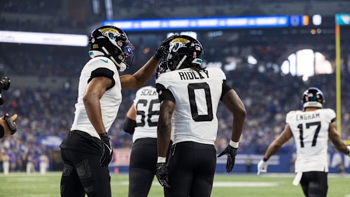 Sep 10, 2023; Indianapolis, Indiana, USA; Jacksonville Jaguars wide receiver Calvin Ridley (0)