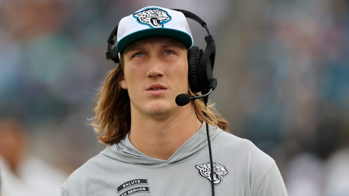 Jacksonville Jaguars quarterback Trevor Lawrence (16) walks on the sideline during the fourth quarter of an NFL football matchup Sunday, Nov. 10, 2024 at Everbank Stadium in Jacksonville, Fla. The Vikings defeated the Jaguars 12-7. [Corey Perrine/Florida Times-Union]