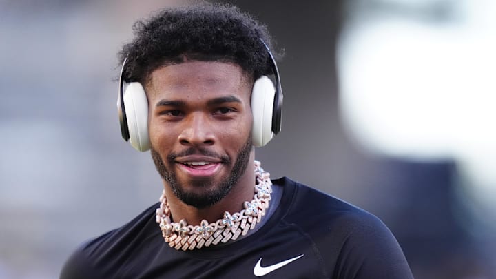 Nov 16, 2024; Boulder, Colorado, USA; Colorado Buffaloes quarterback Shedeur Sanders (2) before the game against the Utah Utes at Folsom Field. Mandatory Credit: Ron Chenoy-Imagn Images Nov 16, 2024; Boulder, Colorado, USA; Colorado Buffaloes quarterback Shedeur Sanders (2) before the game against the Utah Utes at Folsom Field. Mandatory Credit: Ron Chenoy-Imagn Images