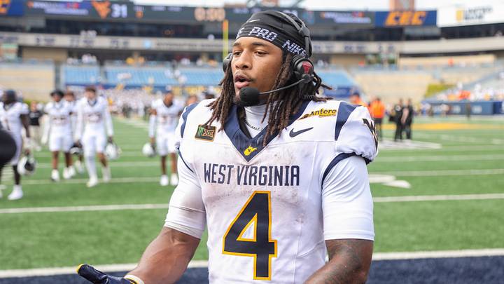 Sep 5, 2026; Morgantown, West Virginia, USA; West Virginia Mountaineers running back Cam Cook (4) is interviewed after defeating the Coastal Carolina Chanticleers at Milan Puskar Stadium. Mandatory Credit: Ben Queen-Imagn Images Sep 5, 2026; Morgantown, West Virginia, USA; West Virginia Mountaineers running back Cam Cook (4) is interviewed after defeating the Coastal Carolina Chanticleers at Milan Puskar Stadium. Mandatory Credit: Ben Queen-Imagn Images