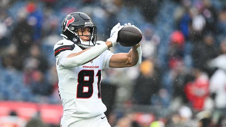 Jan 18, 2026; Foxborough, MA, USA; Houston Texans wide receiver Jayden Higgins (81) warms up before an AFC Divisional Round game against the New England Patriots at Gillette Stadium. Mandatory Credit: Brian Fluharty-Imagn Images Jan 18, 2026; Foxborough, MA, USA; Houston Texans wide receiver Jayden Higgins (81) warms up before an AFC Divisional Round game against the New England Patriots at Gillette Stadium. Mandatory Credit: Brian Fluharty-Imagn Images