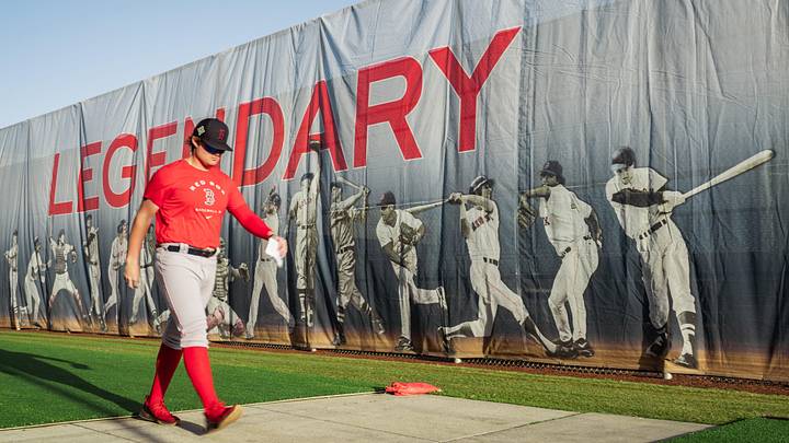Red Sox prospect Blaze Jordan walks past a sign at JetBlue Park in Fort Myers, Florida, during spring training. Red Sox prospect Blaze Jordan walks past a sign at JetBlue Park in Fort Myers, Florida, during spring training.