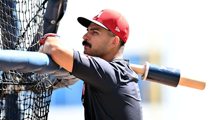 Mar 4, 2025; North Port, Florida, USA; Minnesota Twins second baseman Mickey Gasper (11)  prepares to take batting practice  before the start of the spring training game against the Atlanta Braves  at CoolToday Park. Mandatory Credit: Jonathan Dyer-Imagn Images
