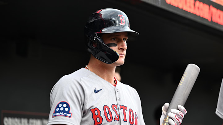 Aug 26, 2025; Baltimore, Maryland, USA; Boston Red Sox outfielder Roman Anthony (19) stands in the dugout before the game between the Baltimore Orioles and the Boston Red Sox at Oriole Park at Camden Yards. Mandatory Credit: James A. Pittman-Imagn Images Aug 26, 2025; Baltimore, Maryland, USA; Boston Red Sox outfielder Roman Anthony (19) stands in the dugout before the game between the Baltimore Orioles and the Boston Red Sox at Oriole Park at Camden Yards. Mandatory Credit: James A. Pittman-Imagn Images