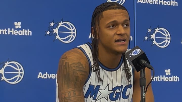 Paolo Banchero talks to reporters at Orlando Magic Media Day, 2025 Paolo Banchero talks to reporters at Orlando Magic Media Day, 2025