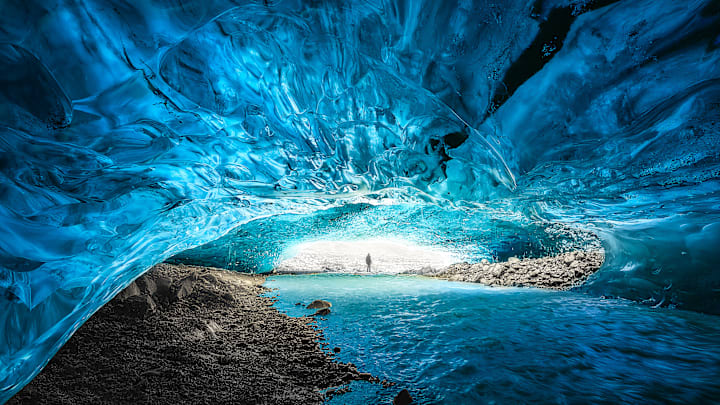 Exploring an ice cave in Iceland’s Vatnajökull National Park.