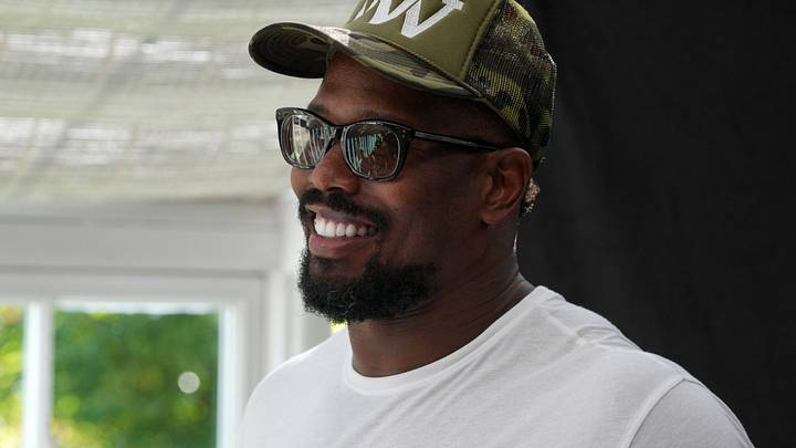 Linebacker Von Miller speaks at press conference at The Grove Hotel during his tenure with the Buffalo Bills. Linebacker Von Miller speaks at press conference at The Grove Hotel during his tenure with the Buffalo Bills.