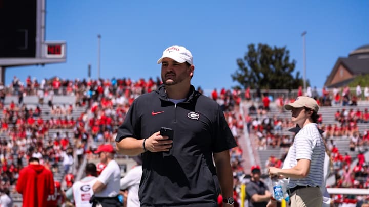 Georgia Football's James Ellis walks out onto the field at Sanford Stadium