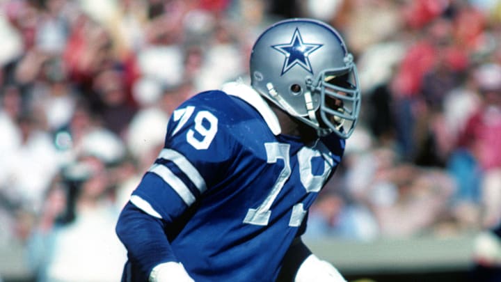 Oct 15, 1978; St. Louis, MO, USA; FILE PHOTO; Dallas Cowboys defensive end Harvey Martin (79) in