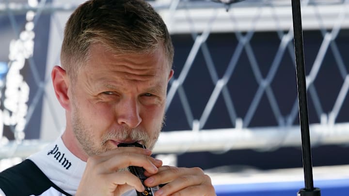 May 4, 2024; Miami Gardens, Florida, USA; Hass drive Kevin Magnussen (20) on the grid before the F1 Sprint Race at Miami International Autodrome. Mandatory Credit: John David Mercer-USA TODAY Sports