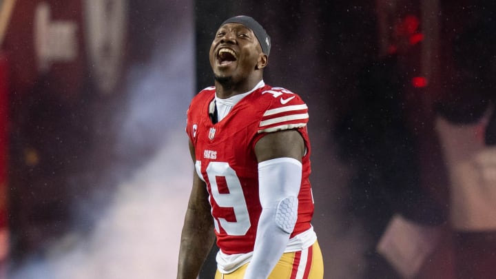 January 20, 2024; Santa Clara, CA, USA; San Francisco 49ers wide receiver Deebo Samuel (19) before a 2024 NFC divisional round game against the Green Bay Packers at Levi's Stadium. Mandatory Credit: Kyle Terada-USA TODAY Sports