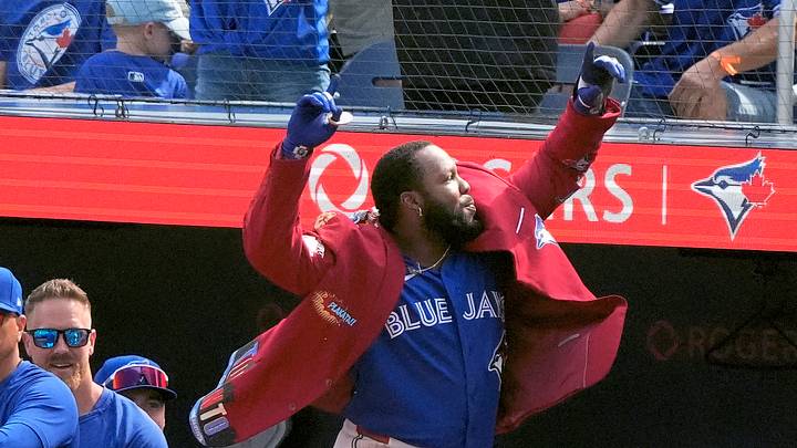 Sep 13, 2026; Toronto, Ontario, CAN; Toronto Blue Jays first baseman Vladimir Guerrero Jr. (27) acknowledges the fans after his first home run of the season at Rogers Centre during the fifth inning against the Baltimore Orioles. Mandatory Credit: John E. Sokolowski-Imagn Images Sep 13, 2026; Toronto, Ontario, CAN; Toronto Blue Jays first baseman Vladimir Guerrero Jr. (27) acknowledges the fans after his first home run of the season at Rogers Centre during the fifth inning against the Baltimore Orioles. Mandatory Credit: John E. Sokolowski-Imagn Images