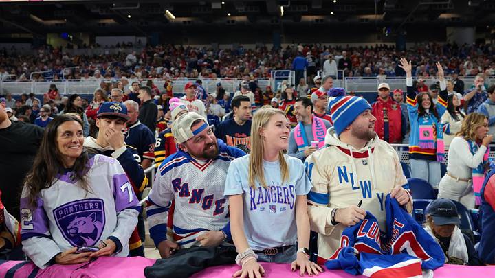 Jan 2, 2026; Miami, Florida, USA; Fans look on during the first intermission in the 2026 Winter Classic ice hockey game between the Florida Panthers and the New York Rangers at loanDepot Park. Jan 2, 2026; Miami, Florida, USA; Fans look on during the first intermission in the 2026 Winter Classic ice hockey game between the Florida Panthers and the New York Rangers at loanDepot Park.