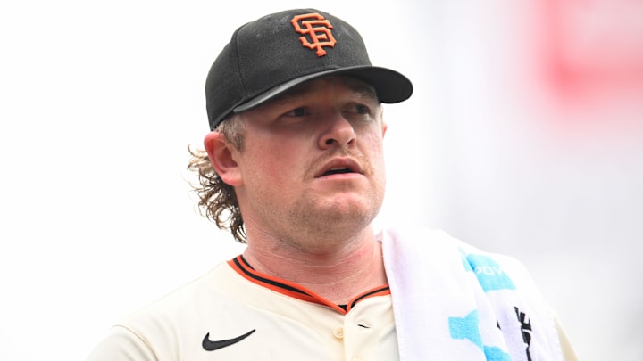 Sep 28, 2025; San Francisco, California, USA; San Francisco Giants starting pitcher Logan Webb (62) looks on before the game against the Colorado Rockies at Oracle Park. Mandatory Credit: Eakin Howard-Imagn Images