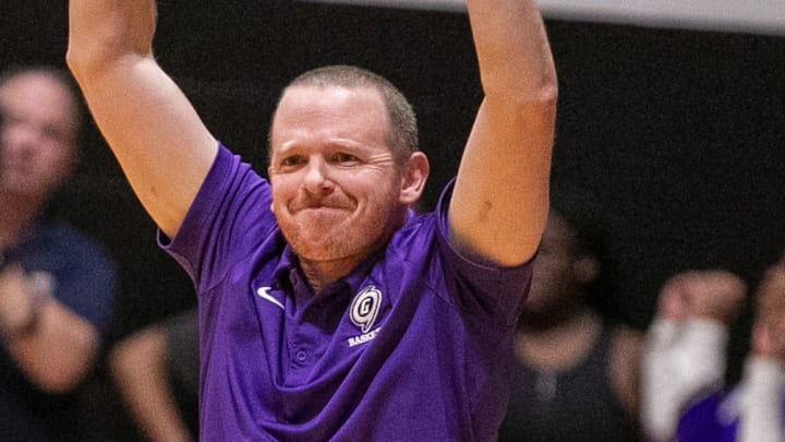 Gainesville head coach Mike Barnes coaches as Buchholz takes on Gainesville in the Class 6A-District 4 Final at Buchholz High School in Gainesville, FL on Saturday, February 10, 2024. [Alan Youngblood/Gainesville Sun]