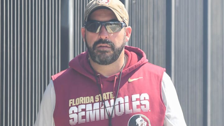 Florida State football and coaches players arrive for the 10th FSU spring football practice of the 2023 season on Tuesday, April 4, 2023.

John Papuchis 1 Of 1