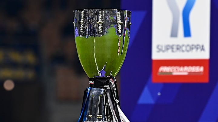 The trophy of Supercoppa Italiana (Italian Supercup) is seen...