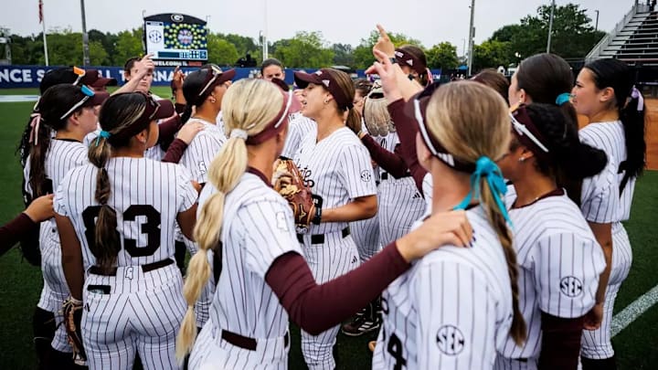 Mississippi State Outfielder Sierra Sacco (#29) during the SEC Tournament second round game against LSU at Jack Turner Softball Stadium in Athens, GA.