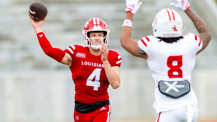 Quarterback Walker Howard, Louisiana Ragin Cajuns Vermilion & White Spring Football Game at Cajun Field. Saturday, May 3, 2025.