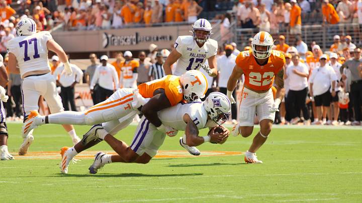 Tyree Weathersby on the sack against Furman. Tyree Weathersby on the sack against Furman.
