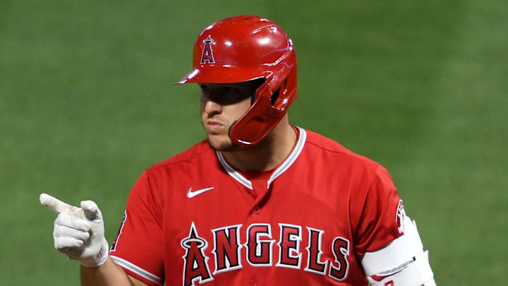 May 6, 2021; Anaheim, California, USA; LA Angels, Mike Trout