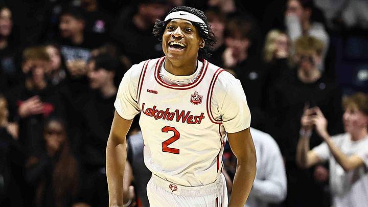 Lakota West guard Joshua Tyson (2) reacts during their 58-53 win over Princeton at Cintas Center, Friday, Feb. 6, 2026.