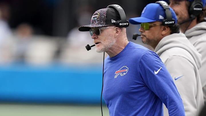 Oct 26, 2025; Charlotte, North Carolina, USA; Buffalo Bills head coach Sean McDermott during the first half against the Carolina Panthers at Bank of America Stadium. Oct 26, 2025; Charlotte, North Carolina, USA; Buffalo Bills head coach Sean McDermott during the first half against the Carolina Panthers at Bank of America Stadium.