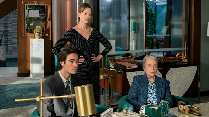 “The Cavalry Isn’t Coming” -- Coverage of the CBS Original Series MATLOCK, scheduled to air on Thursday, April 2 (9:00-10:00 PM, ET/PT). Pictured (L-R): Henry Haber as "Hunter Langley,” Yael Grobglas as "Shae Banfield,” and Kathy Bates as “Madeline Matlock"