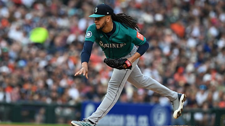 Seattle Mariners pitcher Luis Castillo throws during a game against the Detroit Tigers on July 11 at Comerica Park.