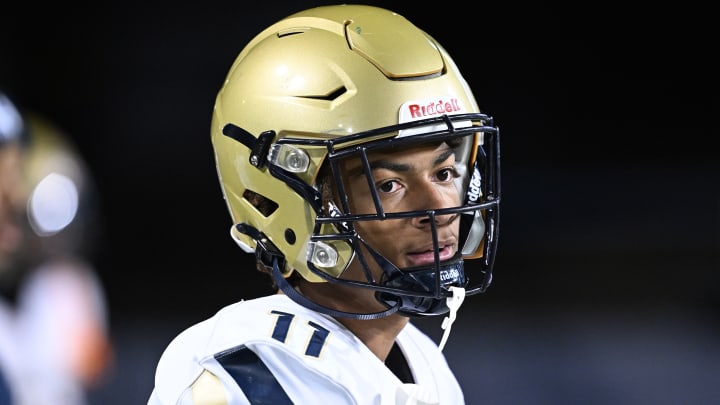 Archbishop Hoban's Elbert "Rock" Hill IV prepares for the 2023 OHSAA Division II state championship game.
