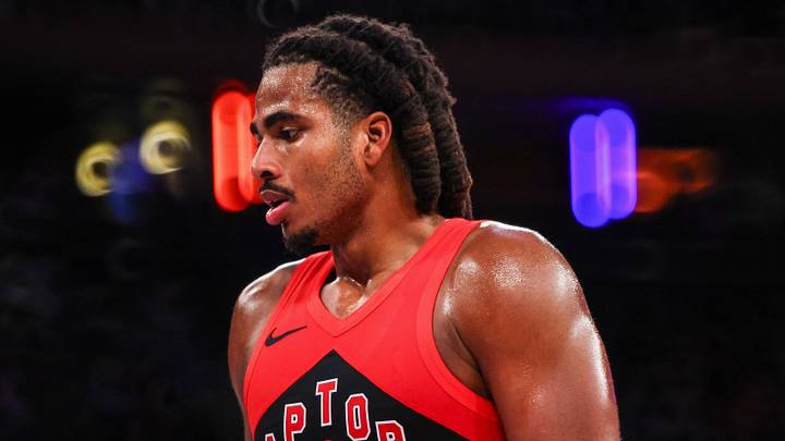 Oct 15, 2026; New York, New York, USA;  Toronto Raptors power forward Collin Murray-Boyles (30) during action in the second half against the New York Knicks at Madison Square Garden.  Mandatory Credit: Vincent Carchietta-Imagn Images