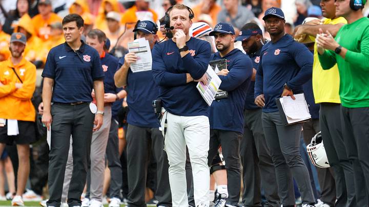 Oct 3, 2026; Knoxville, Tennessee, USA; Auburn Tigers head coach Alex Golesh during the second quarter against the Tennessee Volunteers at Neyland Stadium. Mandatory Credit: Randy Sartin-Imagn Images Oct 3, 2026; Knoxville, Tennessee, USA; Auburn Tigers head coach Alex Golesh during the second quarter against the Tennessee Volunteers at Neyland Stadium. Mandatory Credit: Randy Sartin-Imagn Images