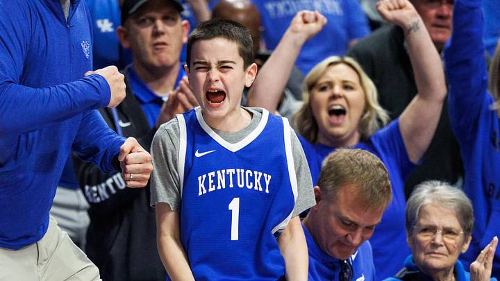 Feb 28, 2026; Lexington, Kentucky, USA; Kentucky Wildcats fans celebrate a basket during the second half against the Vanderbilt Commodores at Rupp Arena at Central Bank Center. Mandatory Credit: Jordan Prather-Imagn Images Feb 28, 2026; Lexington, Kentucky, USA; Kentucky Wildcats fans celebrate a basket during the second half against the Vanderbilt Commodores at Rupp Arena at Central Bank Center. Mandatory Credit: Jordan Prather-Imagn Images