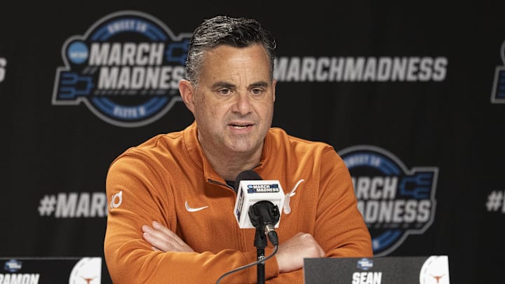 March 25, 2026; San Jose, CA, USA; Texas Longhorns head coach Sean Miller addresses the media in a press conference during a practice session ahead of the west regional of the men's 2026 NCAA Tournament at SAP Center. Mandatory Credit: Kyle Terada-Imagn Images March 25, 2026; San Jose, CA, USA; Texas Longhorns head coach Sean Miller addresses the media in a press conference during a practice session ahead of the west regional of the men's 2026 NCAA Tournament at SAP Center. Mandatory Credit: Kyle Terada-Imagn Images
