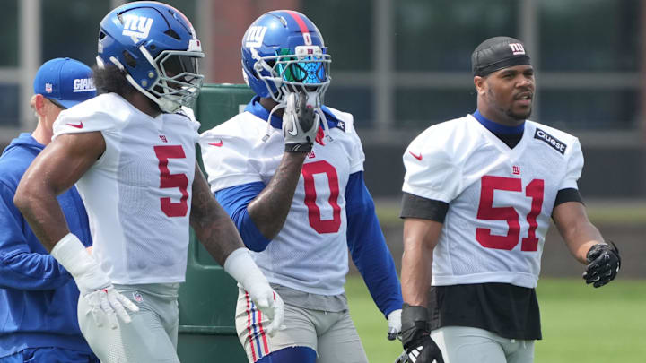 NY Giants OLBs  Kayvon Thibodeaux, Brian Burns and Abdul Carter 