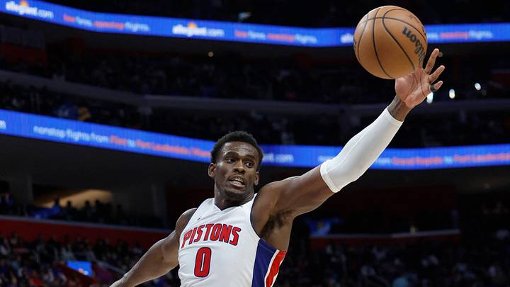 Oct 23, 2024; Detroit, Michigan, USA; Detroit Pistons center Jalen Duren (0) grabs the rebound in the second half against the Indiana Pacers at Little Caesars Arena. Mandatory Credit: Rick Osentoski-Imagn Images Oct 23, 2024; Detroit, Michigan, USA; Detroit Pistons center Jalen Duren (0) grabs the rebound in the second half against the Indiana Pacers at Little Caesars Arena. Mandatory Credit: Rick Osentoski-Imagn Images