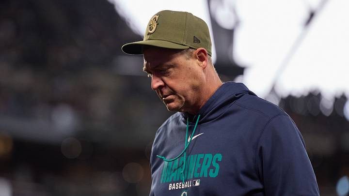 May 16, 2026; Seattle, Washington, USA; Seattle Mariners manager Dan Wilson walks from the field after being ejected after a disagreement with an umpire in the fourth inning at T-Mobile Park. Mandatory Credit: Richard Dizon-Imagn Images