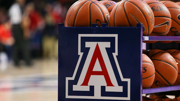 Arizona Wildcats logo on a basketball cart Arizona Wildcats logo on a basketball cart
