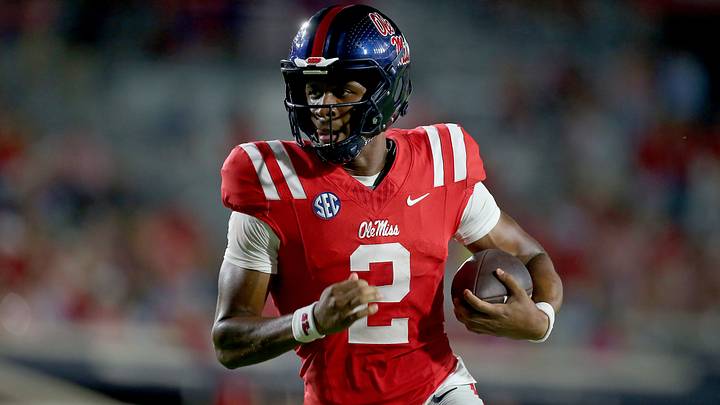 Sep 12, 2026; Oxford, Mississippi, USA; Mississippi Rebels quarterback Deuce Knight (2) runs the ball during the fourth quarter against the Charlotte 49ers at Vaught-Hemingway Stadium. Mandatory Credit: Petre Thomas-Imagn Images Sep 12, 2026; Oxford, Mississippi, USA; Mississippi Rebels quarterback Deuce Knight (2) runs the ball during the fourth quarter against the Charlotte 49ers at Vaught-Hemingway Stadium. Mandatory Credit: Petre Thomas-Imagn Images