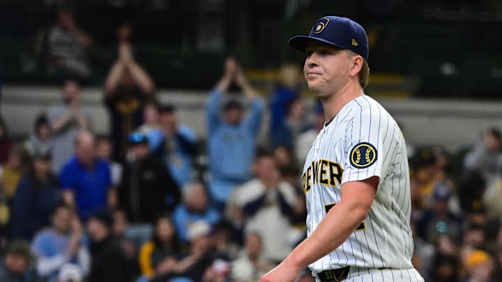 Apr 26, 2026; Milwaukee, Wisconsin, USA; Milwaukee Brewers starting pitcher Kyle Harrison.