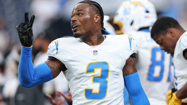 Los Angeles Chargers safety Derwin James Jr. before the game against the Houston Texans at Reliant Stadium.