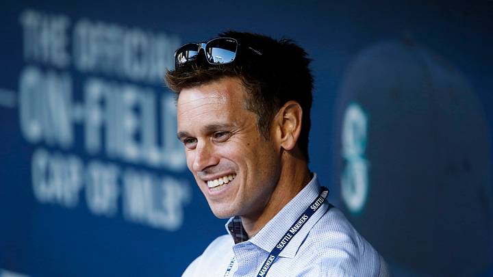 Sep 30, 2015; Seattle, WA, USA; Seattle Mariners general manager Jerry Dipoto conducts an interview in the dugout before a game against the Houston Astros at Safeco Field. Mandatory Credit: Joe Nicholson-USA TODAY Sports Sep 30, 2015; Seattle, WA, USA; Seattle Mariners general manager Jerry Dipoto conducts an interview in the dugout before a game against the Houston Astros at Safeco Field. Mandatory Credit: Joe Nicholson-USA TODAY Sports