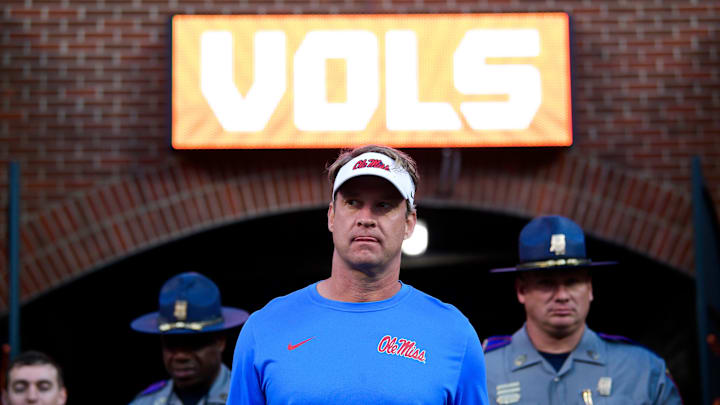 Mississippi Head Coach Lane Kiffin returns to Neyland Stadium before an SEC football game between Tennessee and Ole Miss in Knoxville, Tenn. on Saturday, Oct. 16, 2021.

Kns Tennessee Ole Miss Football