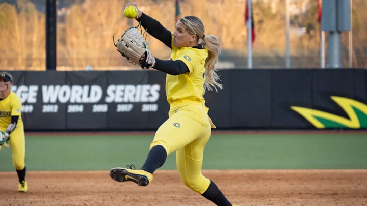  The Big Ten leader in wins at 24-1, Lyndsey Grein pitched 5.1 scoreless innings to lead the Ducks past No. 5 UCLA, striking out eight.