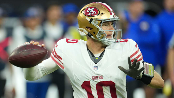 San Francisco 49ers quarterback Mac Jones (10)