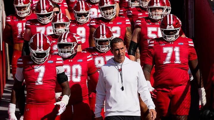 Oct 3, 2026; Madison, Wisconsin, USA; Wisconsin Badgers head coach Luke Fickell prior to the game against the Michigan State Spartans at Camp Randall Stadium. Mandatory Credit: Jeff Hanisch-Imagn Images Oct 3, 2026; Madison, Wisconsin, USA; Wisconsin Badgers head coach Luke Fickell prior to the game against the Michigan State Spartans at Camp Randall Stadium. Mandatory Credit: Jeff Hanisch-Imagn Images