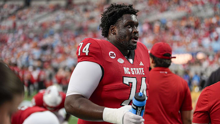 North Carolina State Wolfpack offensive tackle Anthony Belton (74) during pregame activities against the Tennessee Volunteers at the Dukes Mayo Classic at Bank of America Stadium.