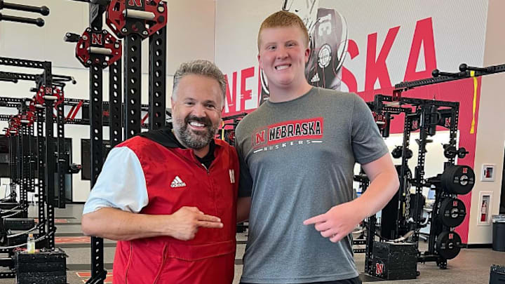 Matt Rhule with 2027 offensive line prospect Matt Erickson.