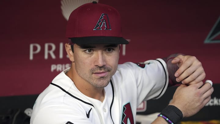 Mar 31, 2026; Phoenix, Arizona, USA; Arizona Diamondbacks right fielder Corbin Carroll (7) gets ready for a game against the Detroit Tigers at Chase Field. Mandatory Credit: Rick Scuteri-Imagn Images Mar 31, 2026; Phoenix, Arizona, USA; Arizona Diamondbacks right fielder Corbin Carroll (7) gets ready for a game against the Detroit Tigers at Chase Field. Mandatory Credit: Rick Scuteri-Imagn Images