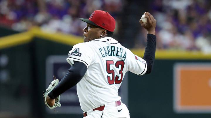 Jun 21, 2026; Phoenix, Arizona, USA; Arizona Diamondbacks pitcher Jose Cabrera against the Minnesota Twins at Chase Field. Mandatory Credit: Mark J. Rebilas-Imagn Images